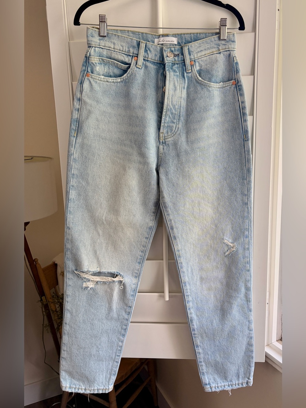 Betro Simone Anthropology Distressed Lightwash Mom Crop Jeans
